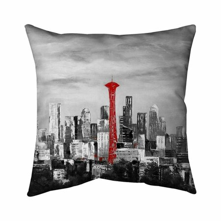 BEGIN HOME DECOR 26 x 26 in. Space Needle In Red-Double Sided Print Indoor Pillow 5541-2626-CI271